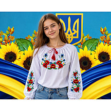 Вишиванка для дівчинки (підліткова), тканина поплін, розміри 152-170