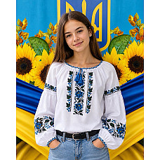 Вишиванка для дівчинки (підліткова), тканина поплін, розміри 152-170