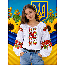 Вишиванка для дівчинки (підліткова), тканина поплін, розміри 152-170