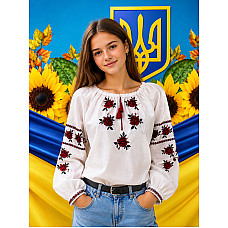 Вишиванка для дівчинки (підліткова), тканина поплін, розміри 152-170
