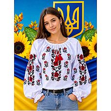 Вишиванка для дівчинки (підліткова), тканина поплін, розміри 152-170