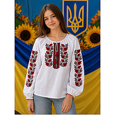 Вишиванка для дівчинки (підліткова), натуральне доматкане полотно (льон), розміри 152-170