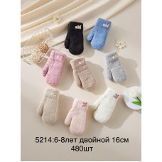 ОПТ! Дитячі Рукавиці Кролик Подвійні 16см (5214) Купити Оптом 6-8 років 480 шт. Мікс Opt7km