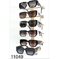 Жіночі сонцезахисні окуляри Prada 11049, масивна геометрична оправа, широкі дужки з логотипом, мікс кольорів (C1-C6)