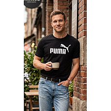 Опт Чоловіча спортивна футболка Puma коттон 100% чорна / біла (ростовка 5 шт одного кольору) на opt7km.net.ua