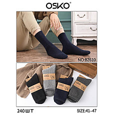Чоловічі зимові вовняні шкарпетки OSKO (собача шерсть) мікс кольорів модель B2610 розміри 41-47 (упаковка 12 пар)