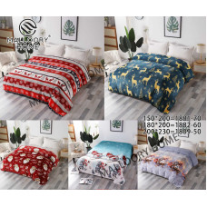 Великі новорічні пледи 200×230 см. Святкові малюнки, м’які та теплі. У сумках, опт від 10 шт, кольори мікс.