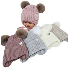 ОПТ! Дитяча Зимова Шапка На Флісі (50-52) З Двома Помпонами Купити Оптом Opt7km