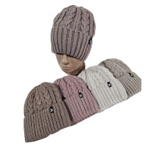 ОПТ! Жіноча Шапка На Флісі В'язка (56-58) Купити Оптом Тепла Зима Opt7km