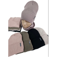 ОПТ! Комплект Шапка На Флисі + Двійний Бафф (55-57) Купити Оптом Жіночий В Рубчик Opt7km