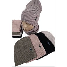 ОПТ! Комплект Шапка На Флисі + Двійний Бафф (55-57) Купити Оптом Жіночий В Рубчик Opt7km