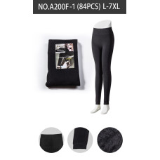 Жіночі утеплені легінси A200F-1. Батальні розміри: L–7XL. Чорний колір. Упаковка: 12 шт.