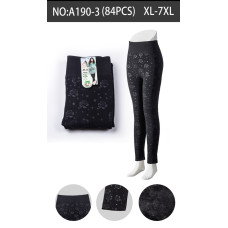 Жіночі утеплені легінси A190-3 з принтом троянд. Розміри: XL–7XL. Теплі, батальні. Упаковка: 12 шт.