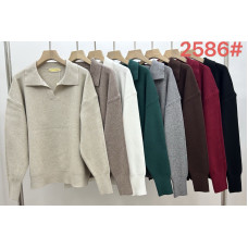 Жіночий светр 2586#, кашемір. Розмір 48–52. М’який, теплий, приємний до тіла. Стильний комір-поло, класичний крій. Асорті кольорів.