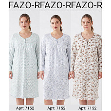 Жіноча нічна сорочка з довгим рукавом FAZO-R Арт. 7153 Батал (2-нитка з начосом, МІХ кольорів, розміри 58-66)