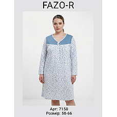 Жіноча нічна сорочка з довгим рукавом FAZO-R Арт. 7153 Батал (2-нитка з начосом, МІХ кольорів, розміри 58-66)