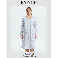 Жіноча нічна сорочка з довгим рукавом FAZO-R Арт. 7153 Батал (2-нитка з начосом, МІХ кольорів, розміри 58-66)