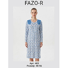 Жіноча нічна сорочка з довгим рукавом FAZO-R Арт. 483 (2-нитка з начосом, МІХ кольорів, розміри 48-56)