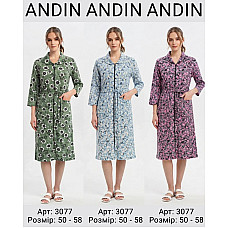 Жіночий байковий халат на блискавці з начосом ANDIN Арт. 3077 (розміри 50-58)