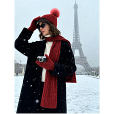 ОПТ! Жіночий Набір Шапка Шарф Рукавички Альпака Зимовий В'язаний Комплект Купити Оптом Opt7km