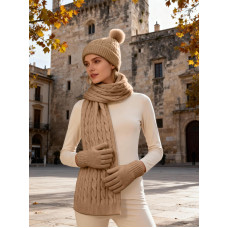 ОПТ! Жіночий Набір Шапка Шарф Рукавички Альпака Зимовий В'язаний Комплект Купити Оптом Opt7km