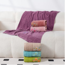 ОПТ! Рушник Махровий Лицьовий/Для рук 50-100 см Вишивка "Квітка" Пастель Оптом