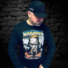 Патріотичний лонгслів із принтом "UKRAINE". Склад: 100% котон. Розміри: S, M, L, XL, XXL, XXXL. Колір — чорний.