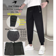 Чоловічі спортивні штани Ластівка A2094-3. Зима, товстий фліс. Розміри 4XL–7XL (54–62).