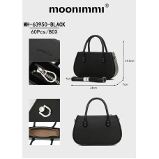 Жіноча сумка оптом Moonimmi MH-63950. Розмір: 24×14.5×7 см. Упаковка: 60 шт. Оригінальна форма, контрастні ручки, блискавка та знімний ремінець. Кольори: чорний, бежевий, абрикос, сірий, хакі, коричневий.