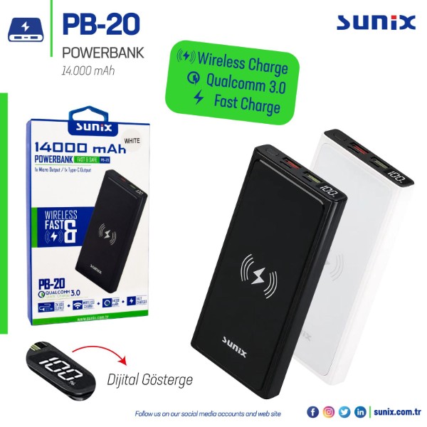 Power Bank SONIXS PR-20 14000mAh. Безпровідна/Швидка зарядка. Повербанк оптом Opt7km.
