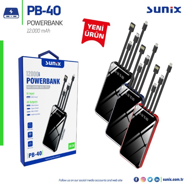 Power Bank SONIX PR-40 12000mAh. Повербанк компактний. Купити оптом Opt7km.
